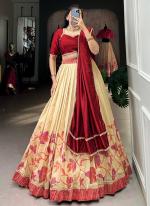 Silk Maroon Festival Wear Printed Readymade Lehenga Choli